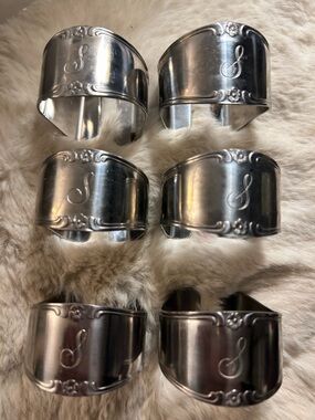50%offw❤️ Vintage Custom Craft Monogrammed B Napkin Rings 6 Korea Stainless p01